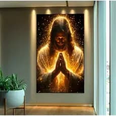 Quadro Decorativo Jesus Cristo Oração Mãos Postas Alta Qualidade Impressão em MDF