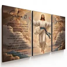 Quadros Decorativos Jesus Cristo – Salmo 23 e Salmo 91 Fé e Proteção