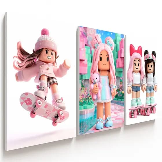 Quadros Decorativos Roblox Girl – Decoração Infantil para Quarto de Menina