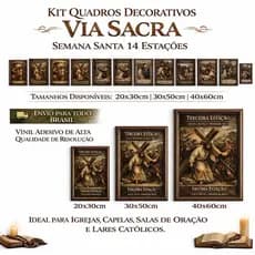 Kit Coleção Quadros Decorativos Via Sacra 14 Estações Tamanho 20x30cm 14 Unidades