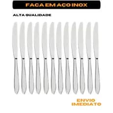 Jogo Faca de Mesa, Churrasco com serra Talher restaurante de Aço Inox 21cm 6, 12 ,24 e 36 unid