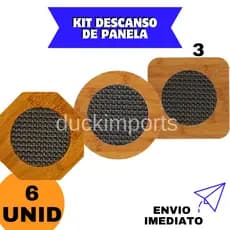 Kit 6 Descanso de Panela em MDF 14,5 Bambu Apoio de Panela Quente Protetor de Mesa Cozinha