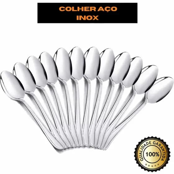 Jogo talheres Colher de sopa mesa inox buffet restaurante cozinha opçôes com 6, 12, 18 e 24 unidades
