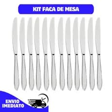 Kit Faca de Mesa, Churrasco com serra Talher restaurante de Aço Inox 21cm 6, 12 ,24 e 36 peças