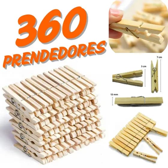 Prendedor de Roupa de Madeira KIT 60/120/180/360 Prendedores de Madeira Super Reforçados  ENVIO FULL....