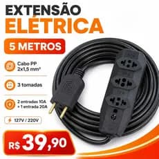 Extensão Elétrica Reforçada– 5, 10, 15, 20 e 25 Metros