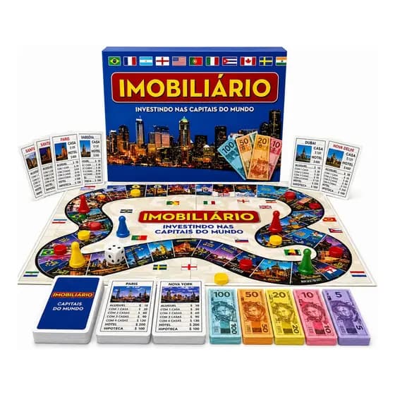 Jogo Imobiliário Capitais Mundo Tabuleiro Educativo Família