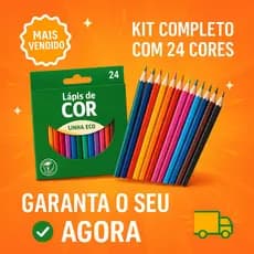 Lápis de Cor 24 Cores Longo Escolar Econômico Cores Fortes Não Tóxico Ideal Para Crianças e Escola