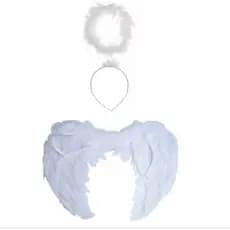 Fantasia de Anjo Feminina com Asas e Tiara Anjo – Branco Clássico