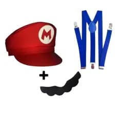 Kit Fantasia Mario & Luigi Adulto – Quepe + Suspensório