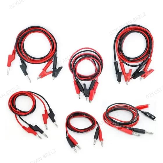 0.5m 1M 5/10/15A Duplo 4mm Banana Jacaré Crocodilo Para Clipe plug Teste Vermelho Preto Cabo Chumbo BR2L2