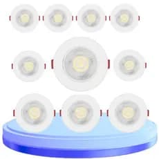 Kit 10 Spot Led Luminária Embutir 7W Direcionável Redondo Branco frio 6500K/Branco Quente 3500K  Bivolt  85V-220V
