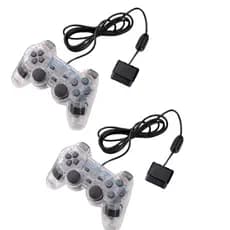 Kit 2 Controles Ps2 Joystick Com Fio Ergonômico Plug And Play Cristal SJ803TM