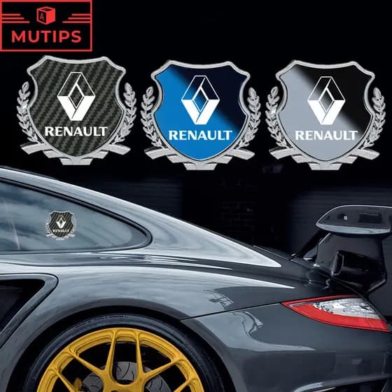 Renault Carro 3D Metal Badge Sticker Adesivo De Emblema De Fibra De Carbono Decoração De Carroçaria Auto Para ZOE Clio Fluence Duster Megane 2 Sandero Kwid Logan Captur Scenic Kiger Koleos