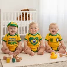 Body Bebe Temático Mêsversario do Brasil - Copa do Mundo