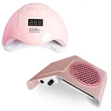 kit Manicure Iniciante Alongamento Cabine De Unha gel Sun 5 48w Forninho + Aspirador Coletor De Pó Sugador Um Cooler