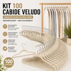 Kit 100 Cabide De Veludo Adulto Resistente Organizador Roupas Antideslizante