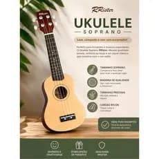 Ukulele Acústico Soprano Profissional RRister Criança Adulto