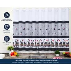 Cortina de Cozinha Estampada Oxford 2,00 x 1,50 Com Ilhos