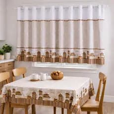 Kit Cozinha – Toalha de Mesa 1,40 m + Cortina 2,00 x 1,50 m
