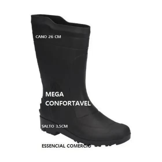 Bota Impermeável Solado Preto Galocha Pvc Borracha Pega Forte