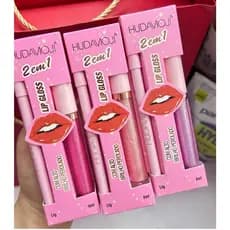 Lip Gloss Duo 2 em 1 Hudamoji Brilho Labial Hidratante ou Gloss Labial Matte Hudamoji e Lápis de Contorno 2 em 1.