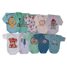 Kit 10 Bodys Bebê menino Enxoval Maternidade Manga longa e curta SUEDINE