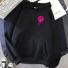 Moletom Feminino Rosa Smile Moletom Unissex Com Capuz e Bolso