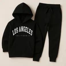 Conjunto Moletom Infantil Estampado Los Angeles Masculino e Feminino Algodão Peluciado