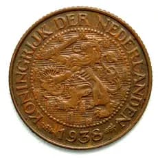 moeda Holanda 1938 1 cent original usada perfeito estado top