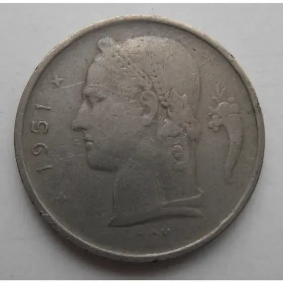 moeda Belgica 1951 1 franco original usada perfeita top