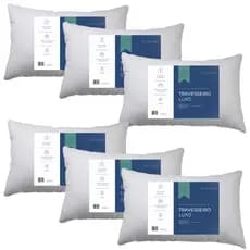 KIT 6 TRAVESSEIROS LUXO REGULÁVEL MACIO LAVÁVEL ANTIALERGICO 50CMX70CM