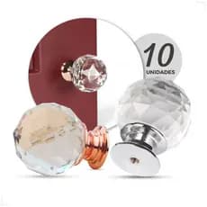 Kit 10 peças Maçaneta Puxador Bola Cristal Redondo Ponto Bola Vários Tamanhos