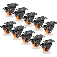 Kit 10 Rodinhas  para Móveis Rodizio Roda Reforçada  50mm 2" Retratil 400kg (COM TRAVA E SEM TRAVA) - LARANJA