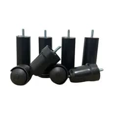 Kit 6 Pés para cama box de solteiro/casal/ 4 pés fixos e 2 com rodinhas de plástico (PRETO OU CROMADO)