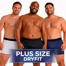 Kit 3 Cuecas PLUS SIZE Dryfit Respiravel Antiodor