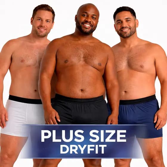 Kit 5 Cuecas PLUS SIZE Dryfit Respiravel Antiodor