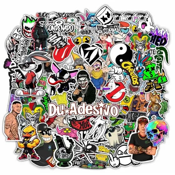 Kit 83 Adesivos Street Vibes Estilo Urbano Personagens Icônicos