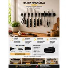 Barra Suporte Magnética Parede Porta Faca Ferramentas Organizador Utensílios Imã Faqueiro