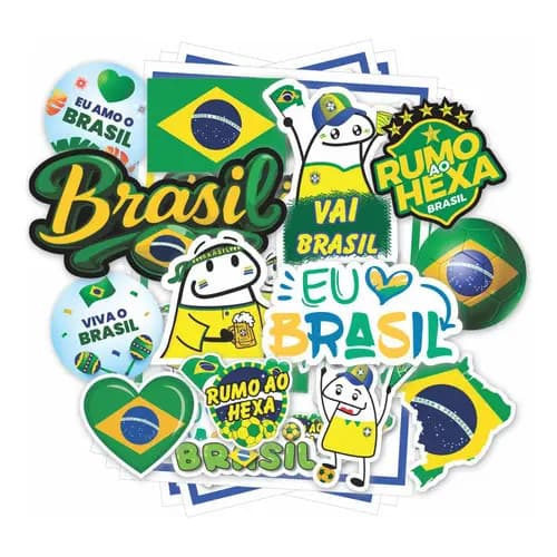 Copa do Mundo 2026 Adesivos Brasil Bandeira Cartela de Adesivo Vinil Para Garrafa Moto Rumo ao Hexa