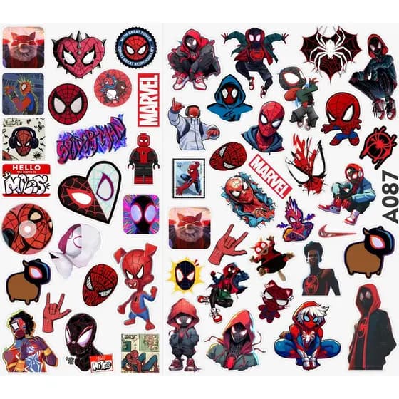 Adesivos Do Homem Aranha Spider Cartela Completa Marvel Miles Vinil à Prova D’Água