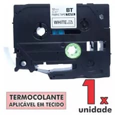 Fita Compatível Brother TZe-FA231 12mm Termocolante Tecido Rotulador Letra Preta Laminada