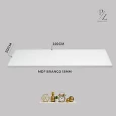 Prateleira MDF15mm Branco TX 100x20cm C/Acabamento Premium para Decorar ou Organizar