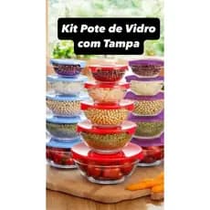 Kit 5 Potes de Vidro com Tampa Hermética Empilhável | Micro-ondas, Freezer e Lava-louças Conjunto Sortido