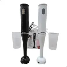 Mixer Elétrico Portátil 3 em 1 com Copo 700ml Batedor Triturador Multiuso 110V/220V Preto Branco Sucos Shakes Whey