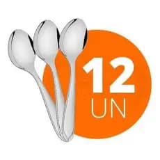 Kit 12 Colheres de Sobremesa Inox Gamma | Talheres Resistentes, Elegantes, Duráveis e Lava-Louças Restaurantes Buffet