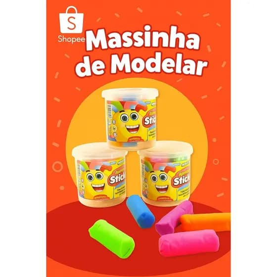 Massinha de Modelar Infantil Pote 5 Cores Perfumada Educativa Brinquedo Criança