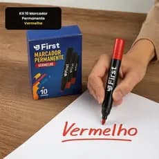 Kit Marcador Permanente Vermelho 10 Unidades Tinta Durável Alta Qualidade Uso Profissional Artístico