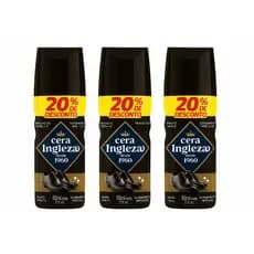 Kit 3x Cera Ingleza Líquida 60ml Preto – Brilho Polidor Imediato para Sapatos e Botas