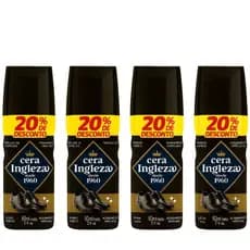 Kit 4x Cera Ingleza Líquida 60ml Preto – Brilho Polidor Imediato para Sapatos e Botas